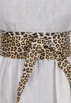 Curea lata petrecuta din piele ecologica, animal print imagine
