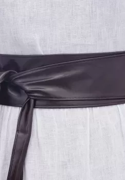 Curea lata petrecuta maron inchis din piele ecologica imagine