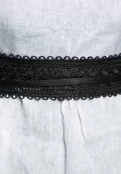 Curea lata petrecuta neagra, din piele ecologica cu aplicatie din broderie textila imagine
