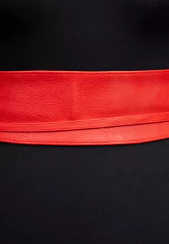 Curea lata petrecuta rosu din piele ecologica imagine