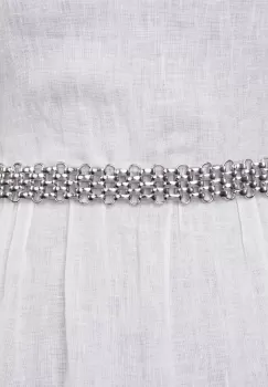 Curea metalica argintie 2.5 cm, impletitura flexibila imagine