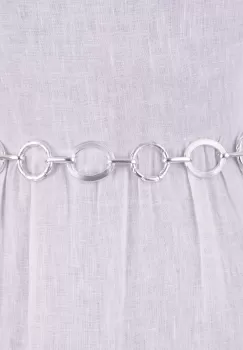 Curea metalica argintie cu cercuri neregulate, flexibila cu lant de prelungire imagine