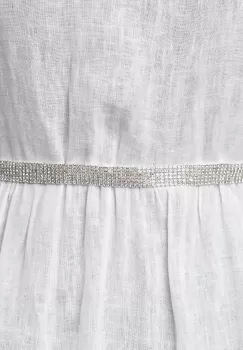 Curea metalica argintie cu strasuri albe de 1.5 cm, flexibila imagine