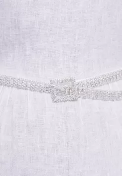 Curea metalica argintie cu strasuri albe de 1.5 cm, flexibila cu catarama patrata imagine