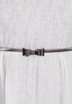 Curea metalica argintiu inchis cu fundita imagine