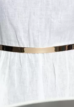 Curea metalica aurie 1.5 cm cu material elastic bej la spate imagine