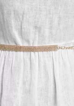 Curea metalica aurie cu strasuri albe de 1.5 cm, flexibila imagine