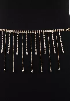 Curea metalica aurie cu strasuri albe si elemente inegale decarative imagine