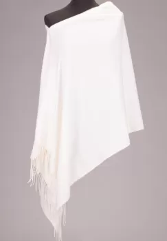 Esarfa alba din cashmere subtire dreptunghiulara imagine