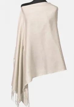 Esarfa alba ivory din cashmere subtire dreptunghiulara imagine