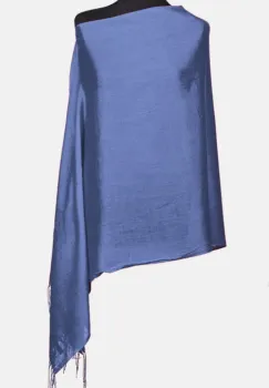 Esarfa albastru jeans din cashmere subtire dreptunghiulara imagine