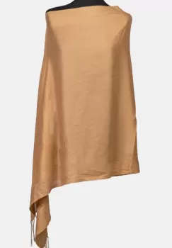 Esarfa bej inchis din cashmere subtire dreptunghiulara imagine