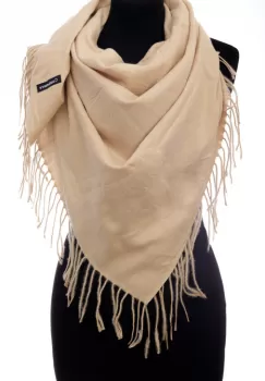 Esarfa bej patrata din material gros tip cashmere imagine