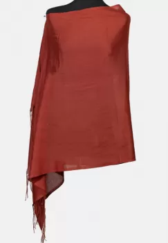 Esarfa caramiziu roscat din cashmere dreptunghiulara imagine