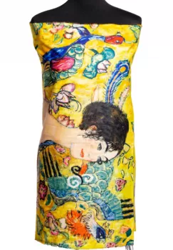 Esarfa cashmere cu doua fete cu imprimeu dupa pictura moderna cu cap de femeie imagine