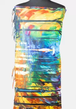 Esarfa cashmere cu doua fete imprimata cu reproducere dupa o pictura cu fata cu umbrela imagine