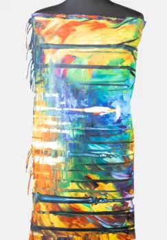 Esarfa cashmere cu fir din lurex, doua fete imprimata cu reproducere dupa o pictura cu fata cu umbrela imagine