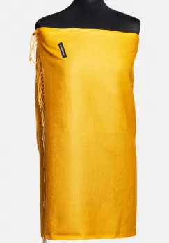 Esarfa cashmere cu fir din lurex, doua fete uni, galben si bej imagine