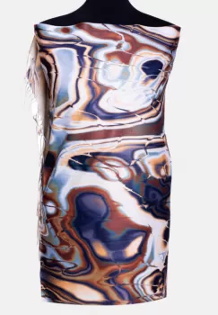 Esarfa cashmere cu model fluid art in nuante de bleumarin, gri si caramiziu imagine