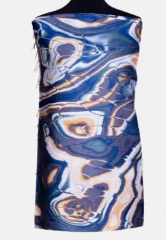 Esarfa cashmere cu model fluid art in nuante de bleumarin, verde si caramiziu imagine