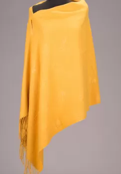 Esarfa cashmere dreptunghiulara mustar cu modele embosate imagine