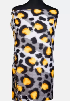 Esarfa cashmere model animal print cu nuante de galben si gri imagine