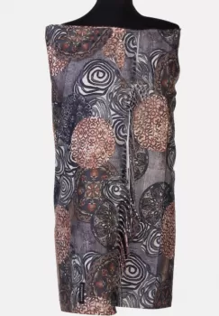 Esarfa cashmere model cu mandale multicolore cu nuante de maro, ruginiu si gri imagine