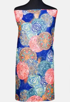 Esarfa cashmere model cu mandale multicolore pe fond bleumarin imagine