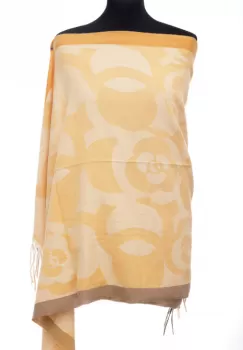 Esarfa casmir cu imprimeu floral stilizat pe fond galben imagine