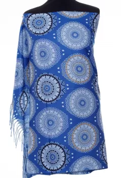 Esarfa casmir cu imprimeu mandale si inimi pe fond albastru imagine