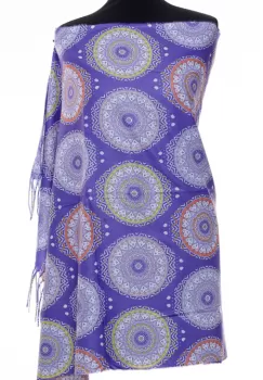 Esarfa casmir cu imprimeu mandale si inimi pe fond mov imagine