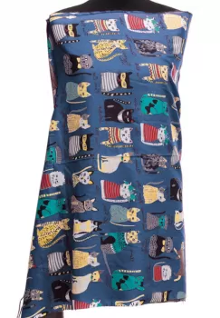 Esarfa casmir cu imprimeu pisicute cochete pe fond albastru jeans imagine