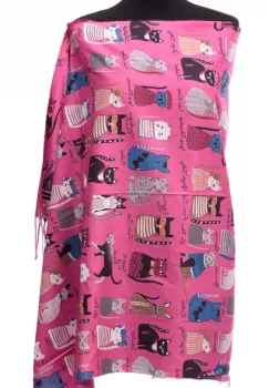 Esarfa casmir cu imprimeu pisicute cochete pe fond fucsia imagine