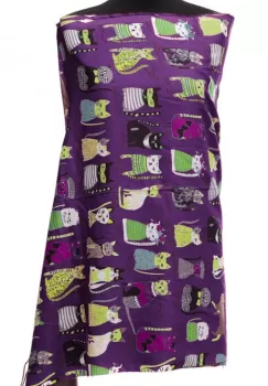 Esarfa casmir cu imprimeu pisicute cochete pe fond mov inchis imagine