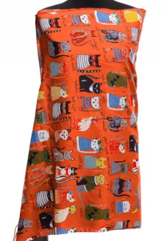 Esarfa casmir cu imprimeu pisicute cochete pe fond portocaliu imagine