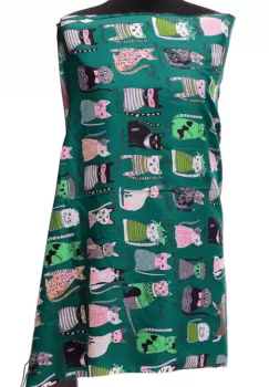 Esarfa casmir cu imprimeu pisicute cochete pe fond turcoaz inchis imagine