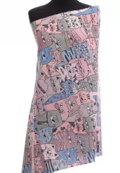 Esarfa casmir cu pisici vagaboande cu nuante multicolore cu roz imagine