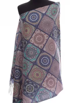 Esarfa casmir dreptunghiulara modele marocane in nuante de maro imagine