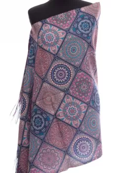 Esarfa casmir dreptunghiulara modele marocane in nuante de roz prafuit imagine