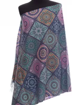 Esarfa casmir dreptunghiulara modele marocane in nuante de verde imagine