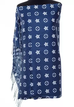 Esarfa casmir dubla fata cu model gen Louis Vuitton, bleumarin imagine