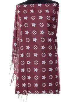 Esarfa casmir dubla fata cu model gen Louis Vuitton, bordo imagine