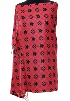 Esarfa casmir dubla fata cu model gen Louis Vuitton, rosu imagine