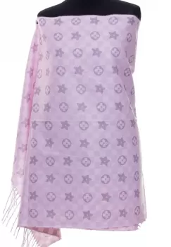 Esarfa casmir dubla fata cu model gen Louis Vuitton, roz deschis imagine