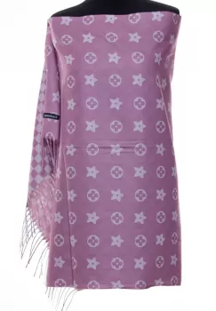 Esarfa casmir dubla fata cu model gen Louis Vuitton, roz prafuit imagine