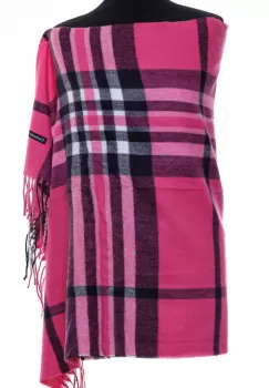 Esarfa casmir unisex cu carouri pe fond fucsia imagine