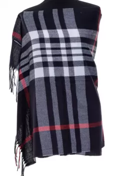 Esarfa casmir unisex cu carouri pe fond negru imagine