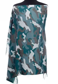 Esarfa casmir unisex cu imprimeu army pe fond verde imagine