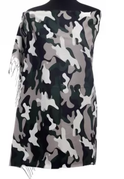 Esarfa casmir unisex cu imprimeu army pe fond verde inchis imagine