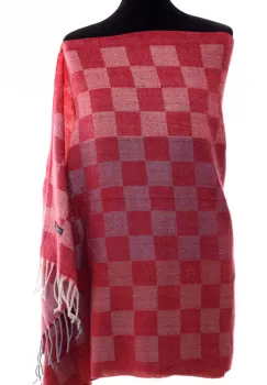 Esarfa casmir unisex cu imprimeu geometric pe fond bordo imagine